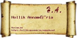 Hollik Annamária névjegykártya
