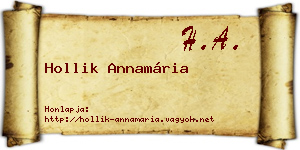 Hollik Annamária névjegykártya